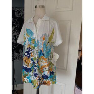 NWT Vintage Natty floral polo shirt top Medium AND 2 new matching shorts sz 10
